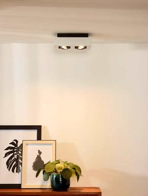 Lucide XIRAX - Spot plafond - LED Dim to warm - GU10 - 2x5W 2200K/3000K - Blanc - ambiance 1